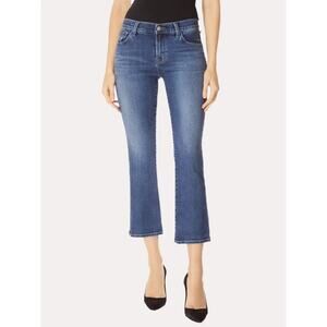 J Brand Jeans Women's Size 31 Dark Blue Selena Bootcut Crop Cotton Blend Stretch